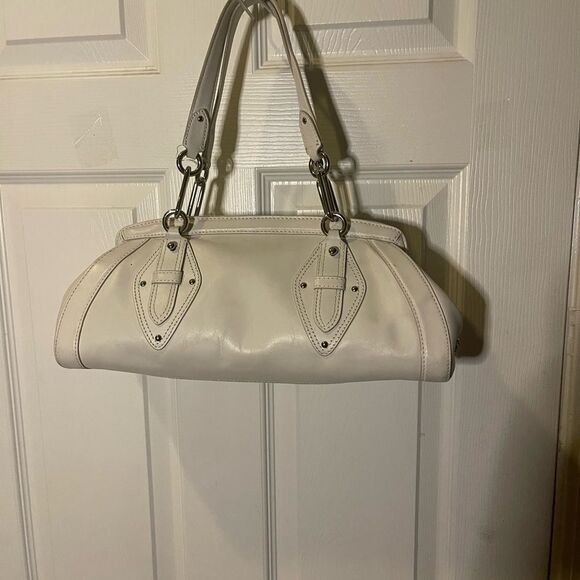 COLE HAAN TRINITY Baguette style Leather White Satchel silver tone hardwares. - Picture 2 of 14